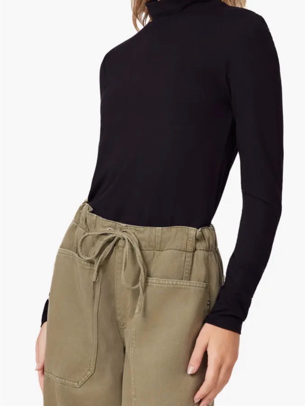 Scotch & Soda Women's Black Mock Neck Long Sleeve Top